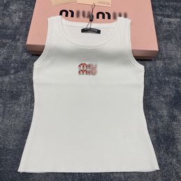 Mui Mui T Shirt Miumiuss Tshirt Designers Women's Tanks Miui Top Anagram-embroidered Cotton-blend Tank Top Miumu Top Shorts Knitted Cropped Jersey Ladies Tops 4314