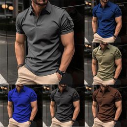 Men's Polos Mens Shirts Summer Lapel Button Polo Shirt Arm Pocket Sports For Men