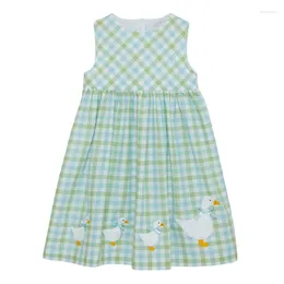 Girl Dresses Little Maven 2024 Baby Girls Summer Dress Lovely Rabbit Blue Sleeveless Clothes Cotton Comfort For Kids 2 To 7 Years