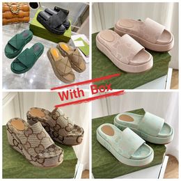 2024 Designer Slippers New Platform Shoes G Letters Embroidered Thick Sole Sandals For Women Ladies Slide with box