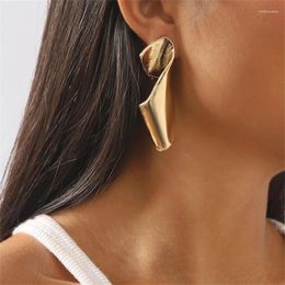 Stud Earrings Personality Rock Twist Geometric Women Drop Glossy Gold Plated Thick Irregular Creative Big Ear Bride Accessories