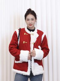 Ethnic Clothing Red Chinese Style Cotton-Padded Clothes Winter Cotton Jacket Thickened Modified Tibetan Women's Costumes Coat