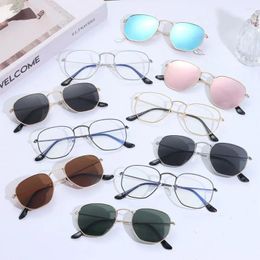 Sunglasses Trendy Shades Small UV Protection Hexagon Sun Glasses Polarised Metal