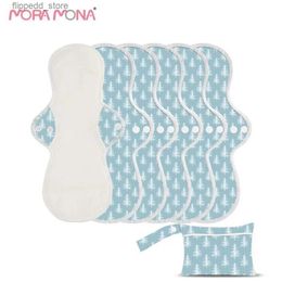 Feminine Hygiene Mora Mona 5 Pcs Waterproof PUL Sanitary NapkinHeavy Flow Menstrual Pads Washable Bamboo Terry Nursing Sanitary Pad For Women Q240222