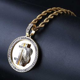 European and American Pendant Gold-Plated Micro Inlaid Zircon Men's Hip Hop Necklace Pendant Factory Direct Sales