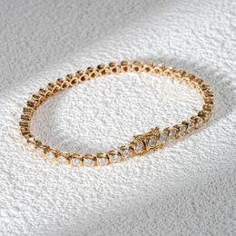 Starsgem joias finas 10K moldura de ouro com ajuste de tênis com pulseira de corrente de diamante de moissanite com corte redondo brilhante de 2,5 mm