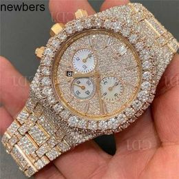 Luxury Men Ap Diamond Diamonds Watch Pass Test Quartz Movement vvs Iced Out Sapphire Customize Out Vvs 1 Diamond Hip Hop Mechanical Watch Gold Plated Steel Bust Do