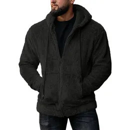 Mens Jackets Outwear Coat Solid Colour Winter Fleece Fur Fluffy Hooded Hoodie Jacket Jumper Keep Warm Comfortable