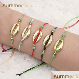 Chain Beach Summer Bohemian Shell Gold Bracelet Anklets For Women Handmade Woven Beaded Rope Chain Jewellery Holiday Accessor Dhgarden Dhaks