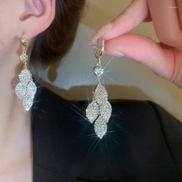 Dangle Earrings Korean Bling Rhinestone Crystal Long Tassel Drop For Women Big Hanging Brincos Bridal Wedding Jewellery