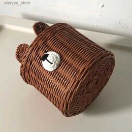 Tissue Boxes Napkins Good 2 Colours Tissue Container Adorable Appearance Fine Workmanship Handmade Woven Cartoon Tissue Dispenser Organiser Box Q240222