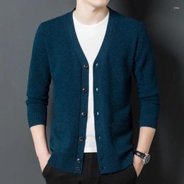 Men's Sweaters Men Sheep Wool Coat 2024 Autumn Winter Knitted Pure Man Single Breasted Cardigan