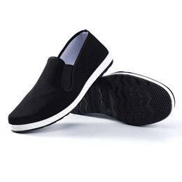 Mens Traditional Old Beijing Shoes Neutral Martial Arts Kung Fu Tai Chi Rubber Sole Black