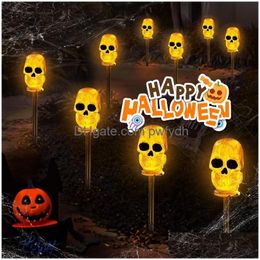 Other Event Party Supplies Halloween Decoration 3D Led Skl Stakes Lights Solar Battery Operated Pathway For Yard Porch Lawn Garden Dhoba