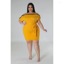 Plus Size Dresses WUHE Dress Sexy Off Shoulder Solid Bandage Cute Elegant Mini Batwing Sleeve Women Summer Streetwear