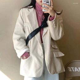 Women's Suits Corduroy Mid-length Suit Jacket Female 2024 Spring And Autumn Plus Cotton Net Red Korean Version Loose White Fried Street