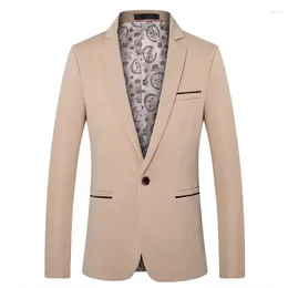 Men's Suits 2024 Blazer Coat Khaki Black Blue Casual Fashion Male Brand Clothing Wedding Business Formal Slim Fit Mans Suit Jacket