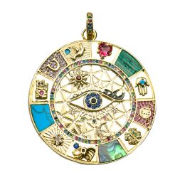 Necklaces Luxurious Lucky Pendant Eye of Horus Natural Quartz U Fatima Hand Four Leaf Clover Amulet Symbol Necklace Copper Woman Jewellery