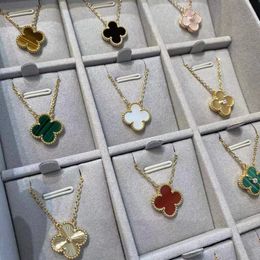 18 High quality 15mm Classic 4/Four Leaf Clover Necklaces Pendants Mother-of-Pearl Stainless Steel Plated 18K for WomenGirl Mother's Day Engagement Jewelry-Gift