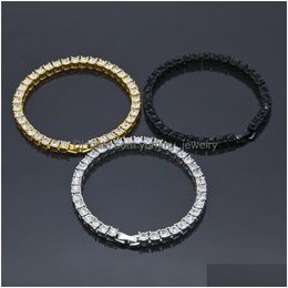 Tennis Chain Bracelets M 4/5 Mm Aaa Cubic Zirconia Sier Rose Gold Black Color Women Fashion Luxury Wedding Party Bangles Mens Crystal Dhvhf