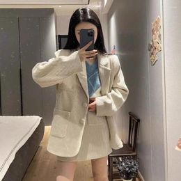 Two Piece Dress Women's Fall/Winter British Style Corduroy Short Blazer Suit Coats Skirt Set Vintage Casual Loose Hlaf Two-piece