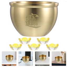 Bowls Treasure Bowl Decor Wealth Basin Brass Chinese Pure Golden Tone Cornucopia Office Money