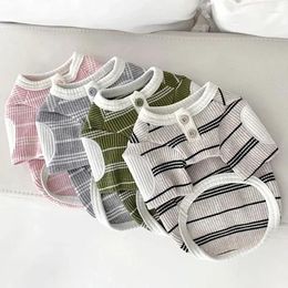 Dog Apparel Clothes Legged Beautiful Winter Teddy Two Malzis Warm Striped Pullover Yorkshire Shirt Bottoming Pet Vest