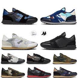 aaa+Top Rockrunners Camo Designer Casual Shoes Tops Leather Camouflage Rubber Sole Military Green Triple Black White Grey Mens Platform OG Trainers Sneakers