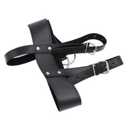 head suspension harness restraints strap for fetish play bdsm bondage gear trainer faux leather black BX21636986486909297