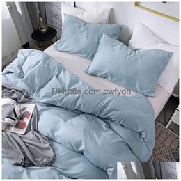 Bedding Sets Solid Duvet Er Polyester Set Home Singl Double Bed Comforter Quilt With Pillowcase Queen Twin King Size No Bedsheet Dro Dhrsc