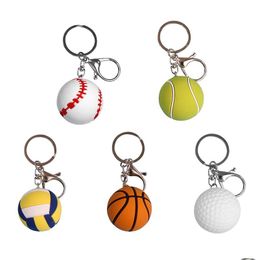 Party Favor Pvc Ball Keychains Sports Baseball Tennis Basketball Keychain Pendant Lage Decoration Key Chain Keyring Drop Delivery Ho Dhqtr