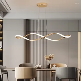 Chandeliers Modern Simple Style LED Chandelier For Dining Room Kitchen Bar Living Bedroom Ceiling Lamp Art Curve Design Pendant Lights