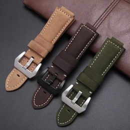 Other Watches Yopo leather strap 24x16mm black brown strap buckle suitable for Timex T2N720/721/TW2T76500/6300 mens silicone bracelet J240222