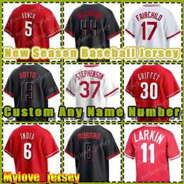 44 Elly De La Cruz 5 Johnny Bench Jersey Baseball Reds Ken Griffey Jr. Jonathan India Joey Votto Cincinnati Barry Larkin Spencer Steer Alexis Diaz Hunter Greene Senzel