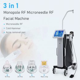 Professional 3 In 1 Anti Wrinkle Type Fractional Rf Microneedle With Cooling Hammer Machine And Acne Pen