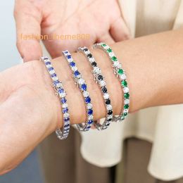 High Quality Lustre 925 sterling silver green blue black Colour gra vvs mossanite moissanite diamond tennis bracelet for women