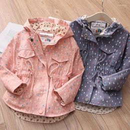 Jackets 2024 Spring Autumn 3-10 11 12 Years Teenager Outwear Waist Slim Hooded Outdoor Proof Wind Coat Jacket For Baby Kids Girls