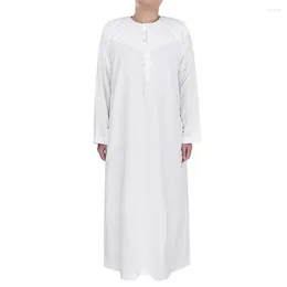 Ethnic Clothing Muslim Men Kaftan Omani Robes Pakistan Traditional Jubba Thobe Arab Abaya Turkish Dress Dubai Islam Pure White