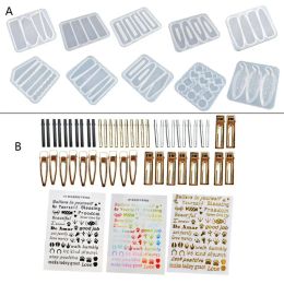 Equipments 10Pcs Resin Molds DIY Hair Pin Casting Mold Set Barrettes Silicone Molds Jewelry Epoxy Resin Acrylic Hair Clip Mold Kit