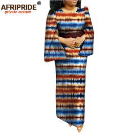 Dresses Afripride African Dashiki Dresses for Women Ankara Print Ankle Length Casual Straight Dress Cotton Made A1825026