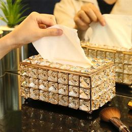 Tissue Boxes Napkins Bar Napkin Box Dispenser European-style Square Crystal Cube Bedroom Office Hotel Cafe Coffee Q240226