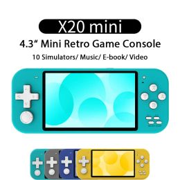 Players X20 Mini 4.3Inch HD Screen Retro Video Game Console 10 Simulators Thousands Games Builtin Music Video EBook Handheld Players