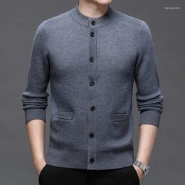 Men's Sweaters Extra Velvet Men Wool Thicked Sweater Coats 2024 Spring Autumn Knitted Long Sleeve Man Warm Single Breasted Cardigan