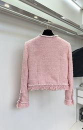 Chan jaquetas para mulheres tweed rosa CC 2024 nova jaqueta borla casaco feminino designer jaqueta feminina roupas femininas casacos designer feminino correntes jaqueta tweed presente do dia das mães