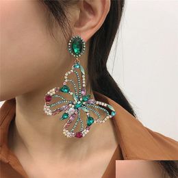 Stud Big Statement Butterfly Studs Earring Baroque Women Colorf Rhinestone Diamond Drop Earrings Gifts Fashion Animal Design Street P Dhqsi