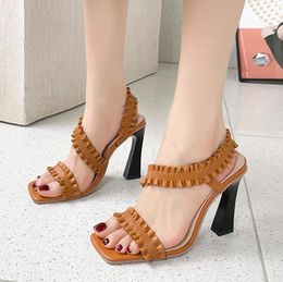 Flowers Sandals Strap Mouth Wedge Heel Buckle Breathable Ladies Rhinestone Fish Shoes Wo 82