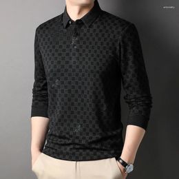 Men's Polos Brand Mens Clothing Top Grade Fashion Luxury Designer Trendy Polo Shirts Plaid Regular Fit Casual Long Sleeve Tops