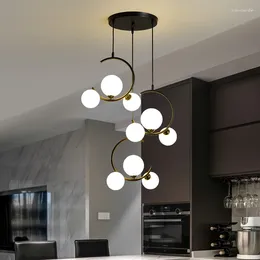 Chandeliers Nordic Glass Ball Lamp Creative Art Bedside LED Chandelier Bedroom Restaurant Decorative
