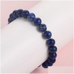 Beaded New Lapis Lazi Beaded Bracelets For Men Women Fashion Natural Stone Energy Bracelet Elastical Handmade Jewelry Gift Dhgarden Dhjph