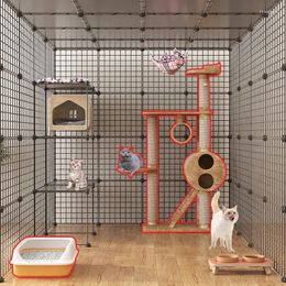 Cat Carriers Cage Indoor House Supplies Super Large Free Space Villa For Pet Multi-layer Fence Assembly F